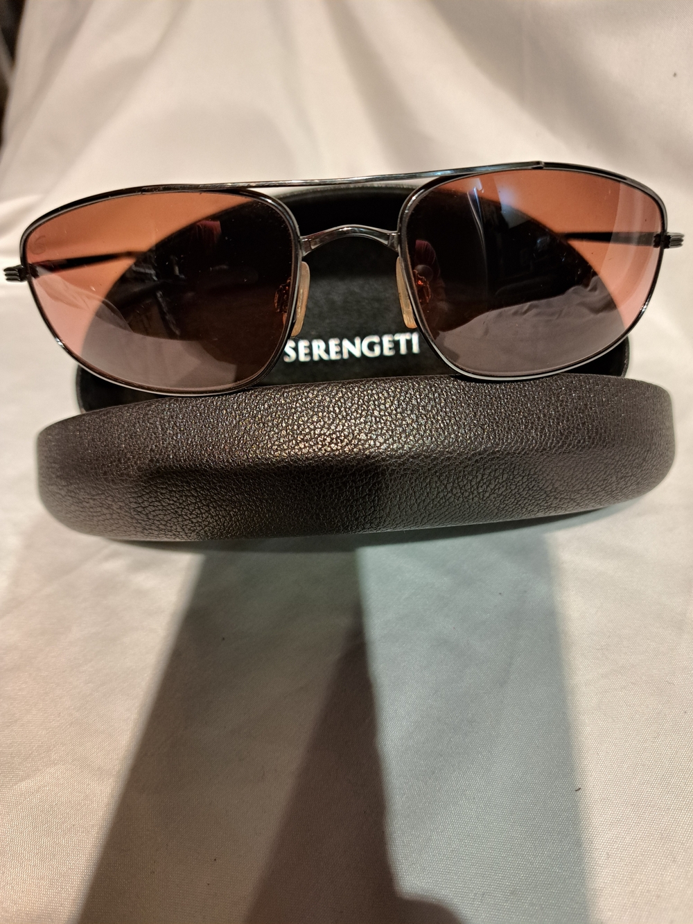Serengeti Men's Aviator Sunglasses - Brown Lenses, Silver Frame